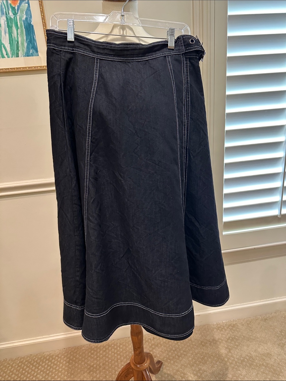 Pilcro Black A-Line Skirt with Contrast Stitching